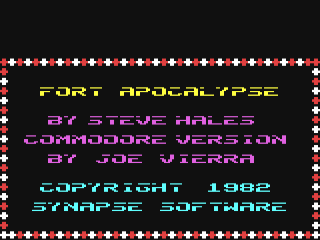 Fort Apocalypse title screen for Commodore 64